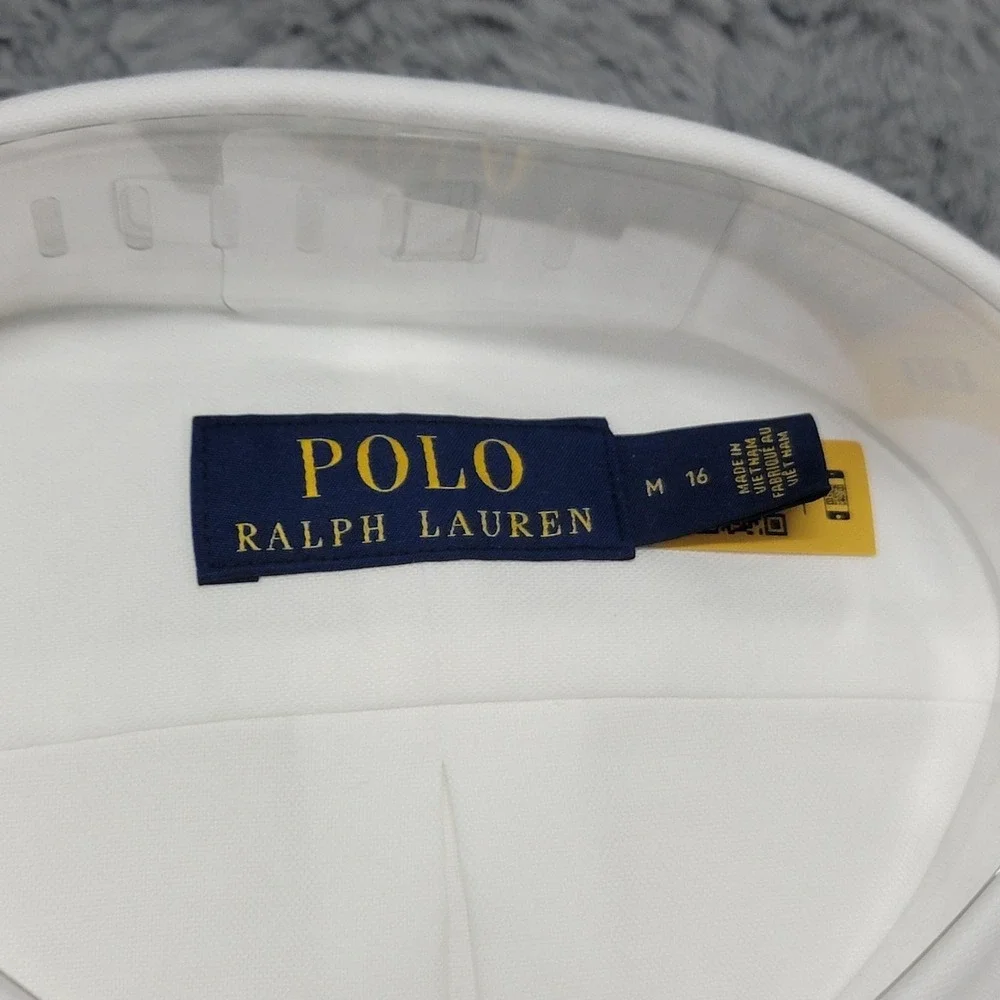 Polo Ralph Lauren Shirt Mens 16 White Oxford Classic Long Sleeve Button Down